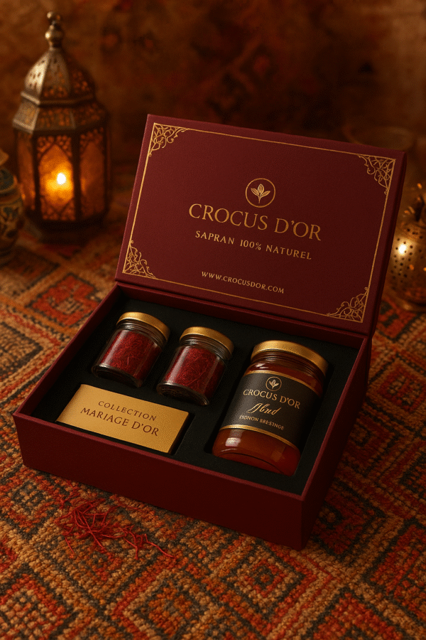 Collection Mariage d’Or – Coffret Cadeau de Mariage avec Safran Premium & Miel